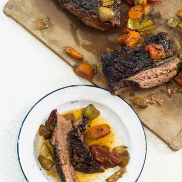 Braised Brisket with Bourbon-Peach Glaze