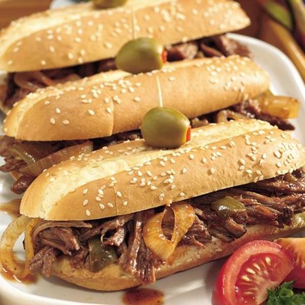 Slow Cooker Smoky Brisket Hoagies