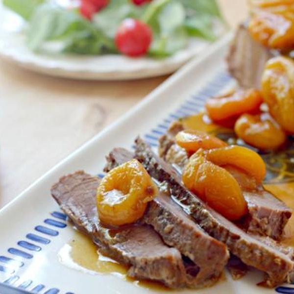 White Wine Braised Brisket with Apricots