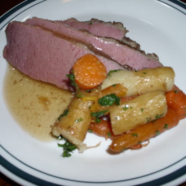 Beer-Braised Brisket With Carrots and Parsnips