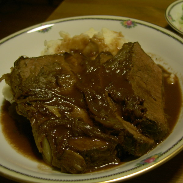 Brisket braised in Midwestern Mole