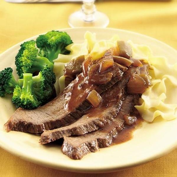 Slow Cooker Brisket With Chunky Mustard Bbq Sauce