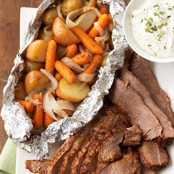 Layered Brisket Dinner with Tangy Mustard Sauce