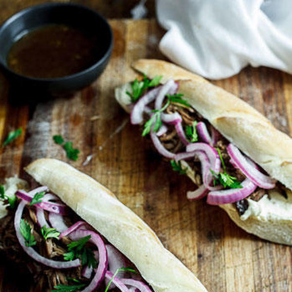 Slow-roasted Balsamic beef sandwiches with