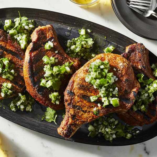 Spiced Pork Chops with Cucumber Pico de Gallo